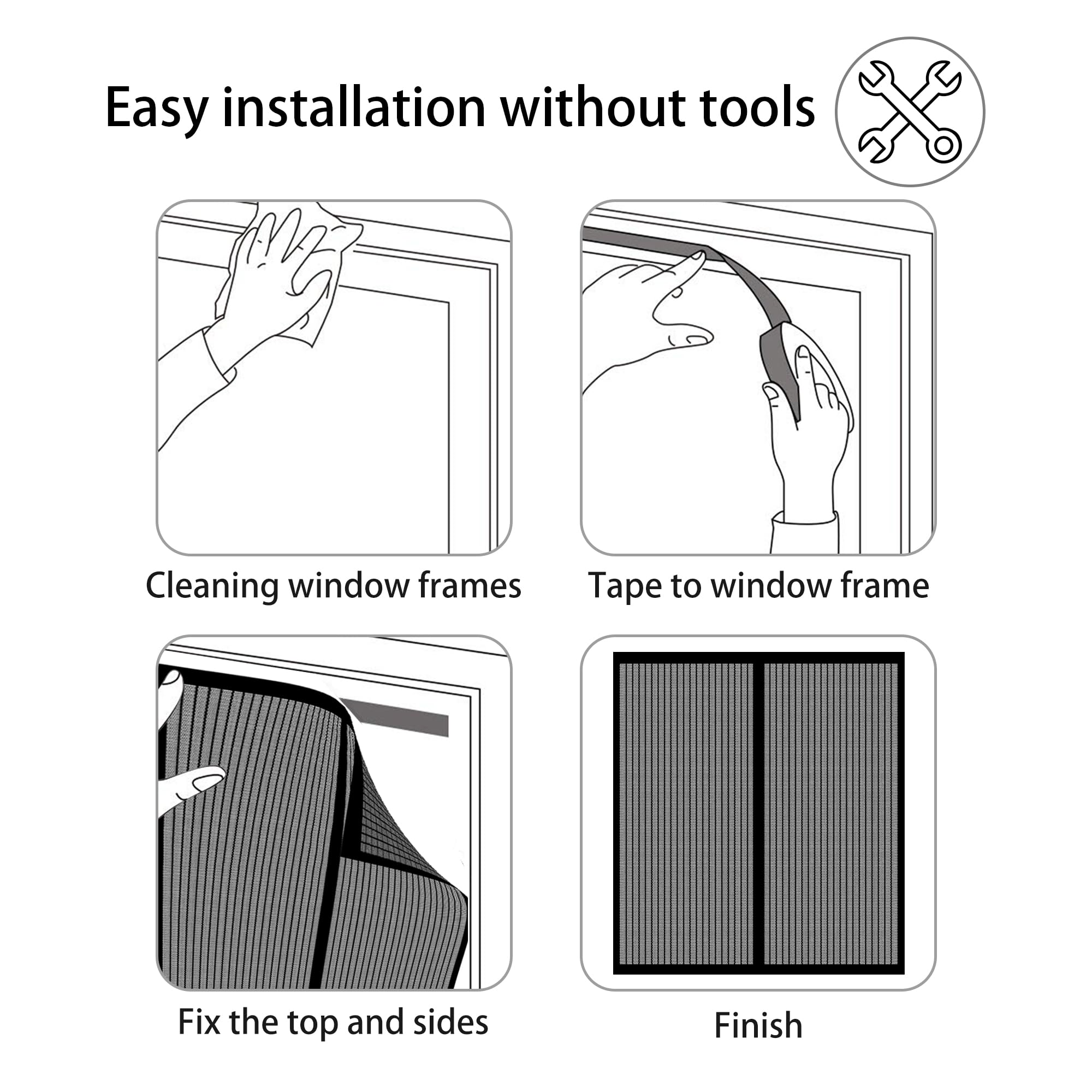 Insektenschutz für Fenster Nach Mass 198 x 158 cm Insektenschutz Fliegenvorhang Magnet Ohne Bohren Auto Schließen Magnetische Adsorption für Terrasse Schlafzimmer Usw., Weiß