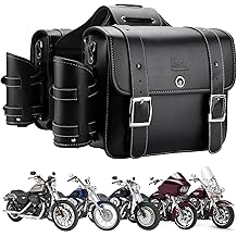 KEMIMOTO Motorcycle Saddlebags with cup holder PU Leather Throw Over Saddle bags 20L Side Luggage Bagsfor Sportster Softail Dyna Rebel Shadow Black