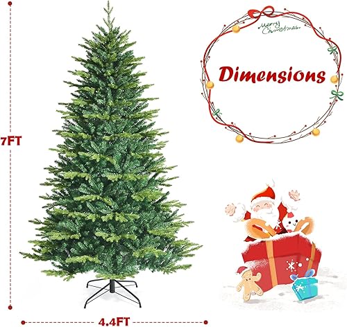 Miniatura 7 de GOFLAME Árbol de Navidad artificial preiluminado de 6 pies con 1740 puntas de ramas mixtas y 420 luces LED que cambian de color, compatible con