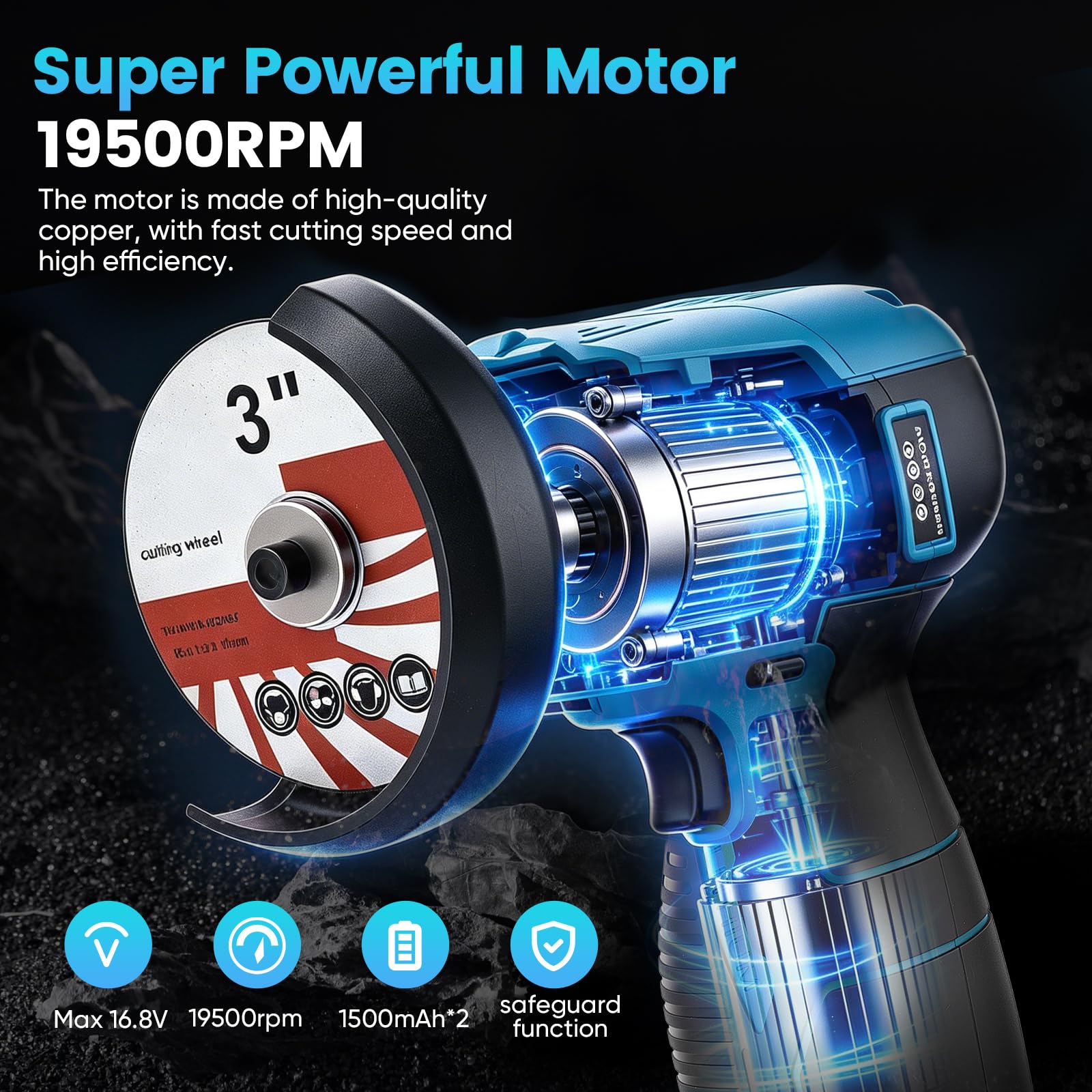 Mini amoladora angular, batería de 16,8V Mini Flex con 2 baterías de 1500mAh, 19500 RPM, juego de 20 discos (metal/madera/piedra) y maletín de herramientas, lijadora eléctrica para lijar, pulir