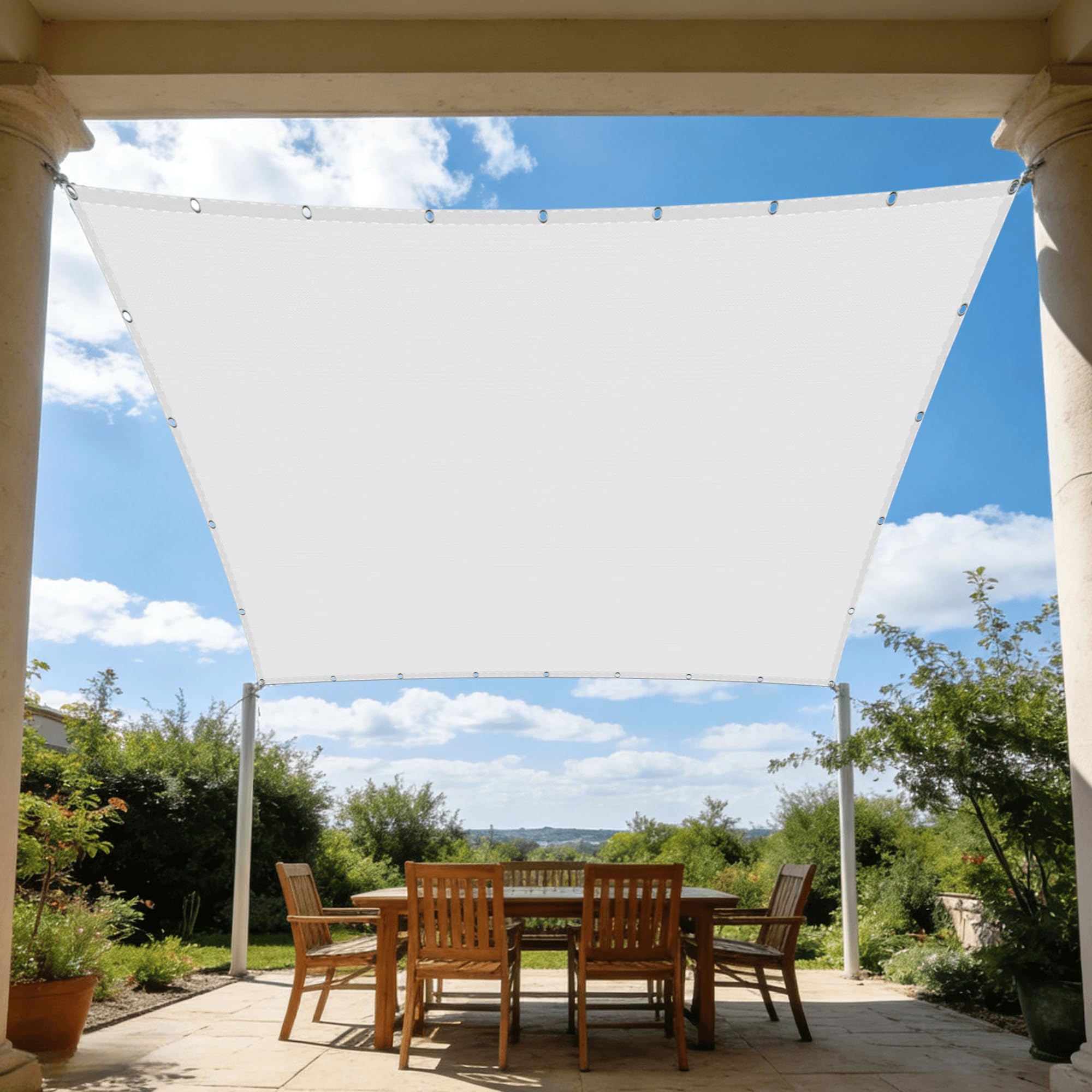 Voiles ombrages rectangulaire imperméable 110 x 450 cm blanche bâche terrasse