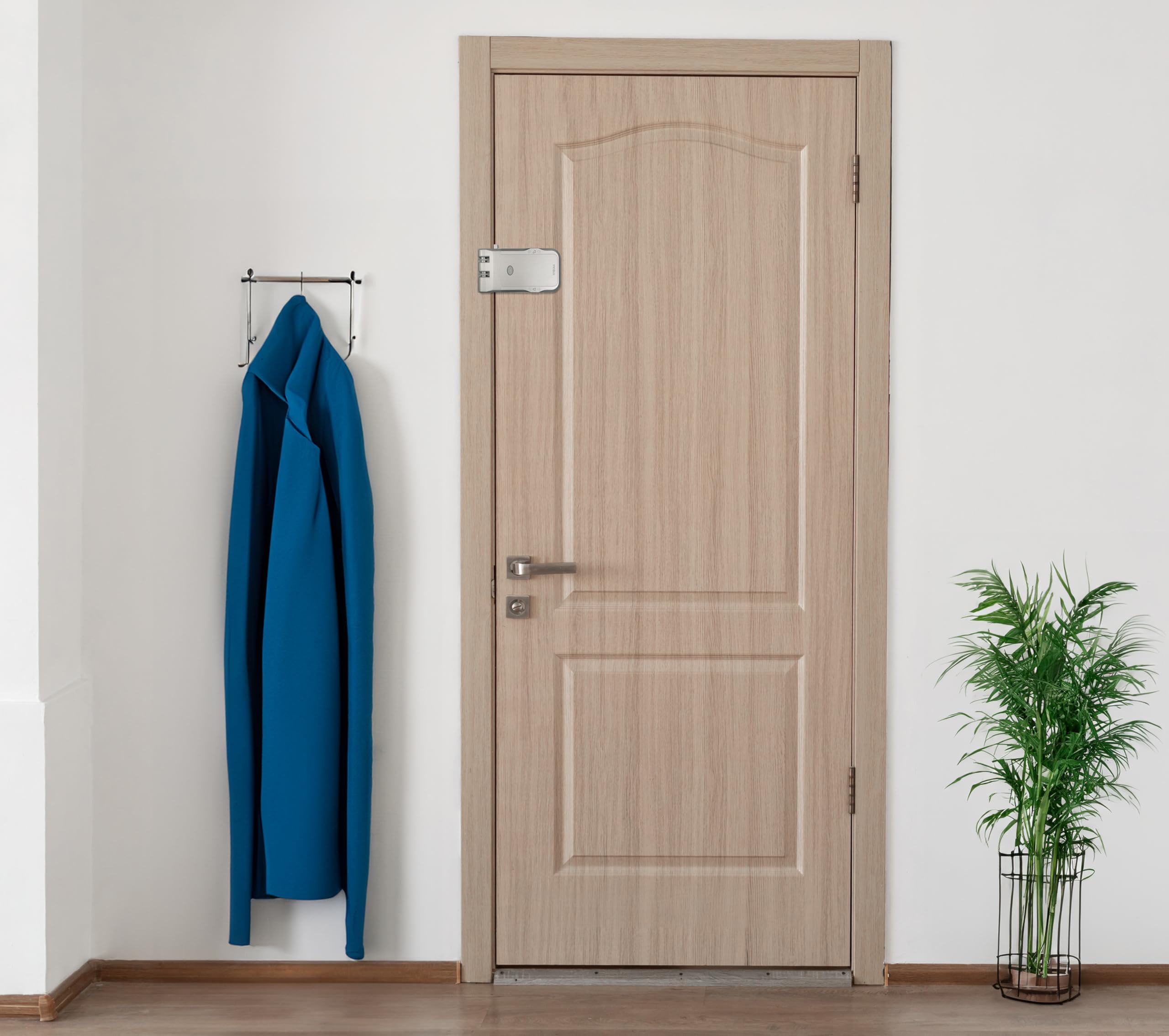 ARREGUI CI30P Cerradura de Seguridad Invisible para Puerta con 4 mandos a distancia | Antirrobo | Anti Okupas | Cerradura Electrónica para Puerta | Cerradura Inteligente | Cerrojo interior | Plata