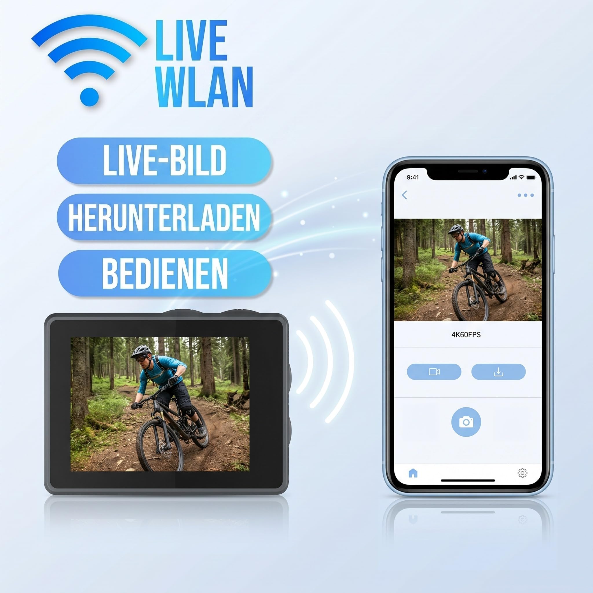 Senzo Action Cam 5K - 50MP - 60FPS - WiFi - Fotocamera subacquea - 30M - Fotocamera digitale - Videocamera - Stabilizzazione dell'immagine - Incl. 32GB SD