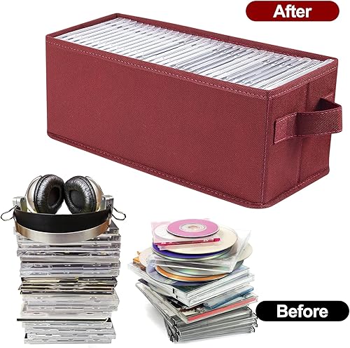 Vista 34 de UENTIP CD Storage Boxes - Pack of 4 CD Case Storage - 13.2" x 5.9" x 5.3", Container Holds 30 CDs in Full Jewel Cases, 60 CDs in Slim Cases, and 165