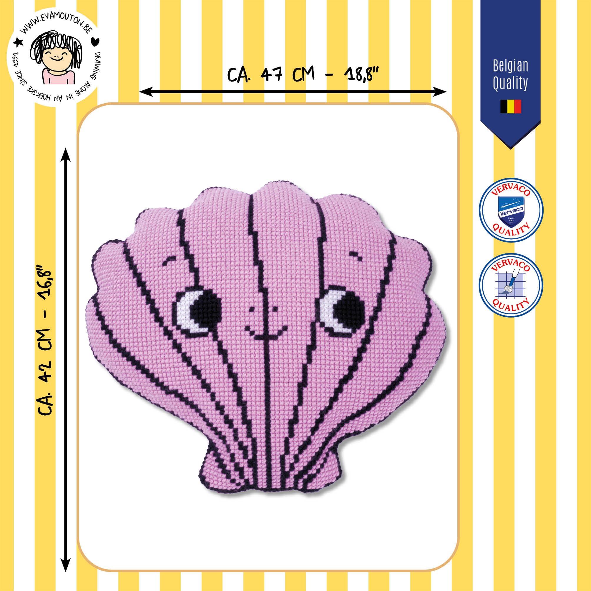 VERVACOZestaw do Haftu Krzyżykowego Poduszka z TyłemMUSZLA Kanwa z Nadrukiem 47 x 42 cm Gruba Włóczka Akrylowa Zrób to Sam Dekoracja Domu DIY Cross Stitch Kit