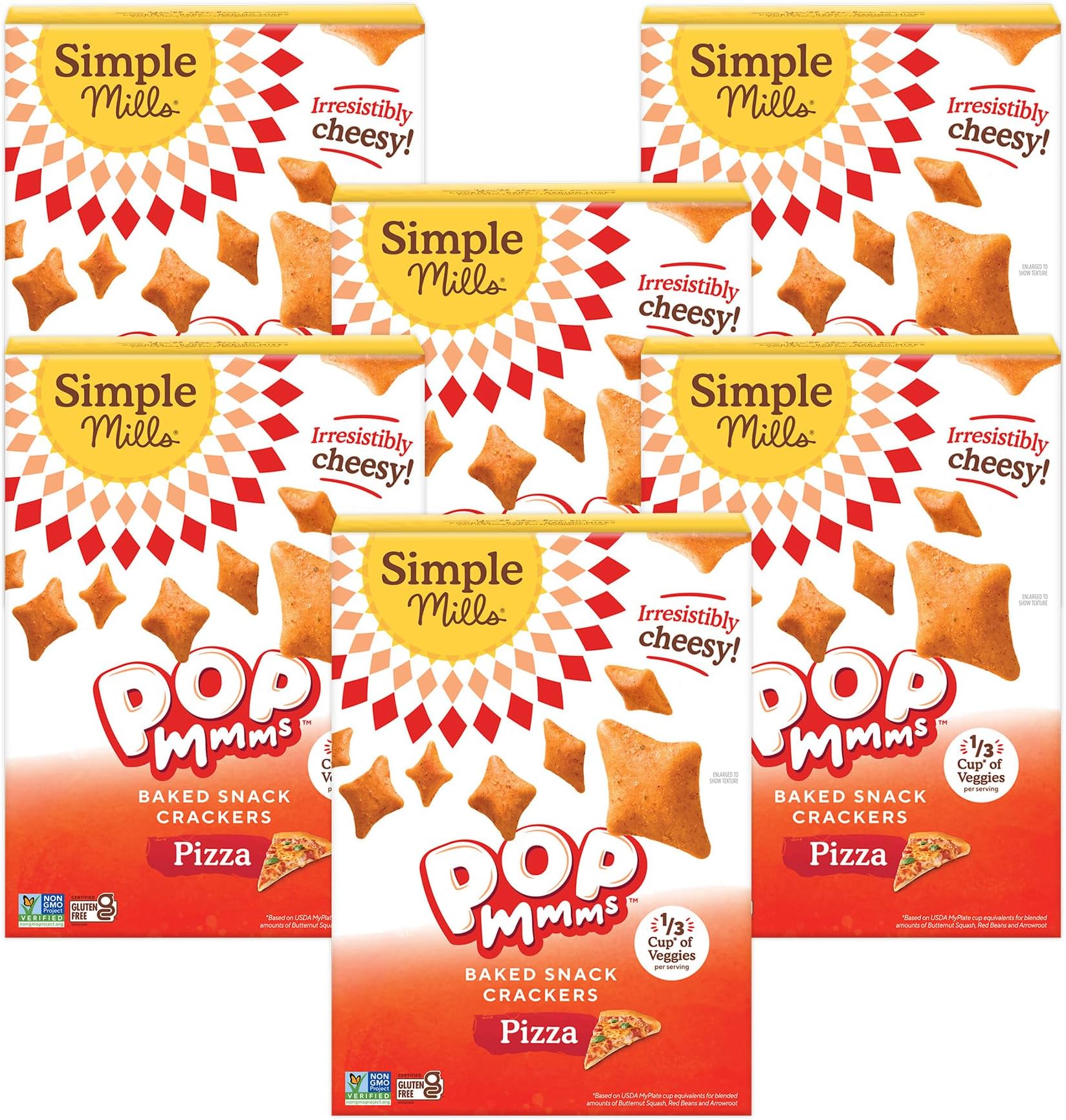 Pop Mmms Pizza Baked Snack Crackers, Gluten Free, 4 Ounce (Pack of 6)