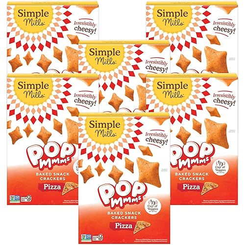 Simple Mills Pop Mmms Pizza Baked Snack Crackers, Gluten Free, 4 Ounce (Pack of 6)