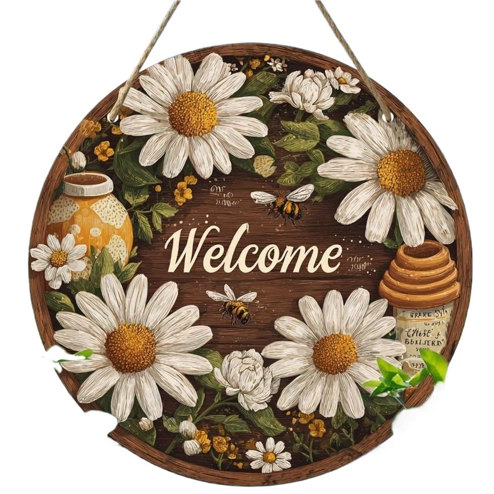 Wooden Welcome Sign 2D Flat, 1pc Rustic Wooden Welcome Sign - 8x8 Inch Round Wall Decor For Kitchen, Cafe, Home, Office for home(30x30)