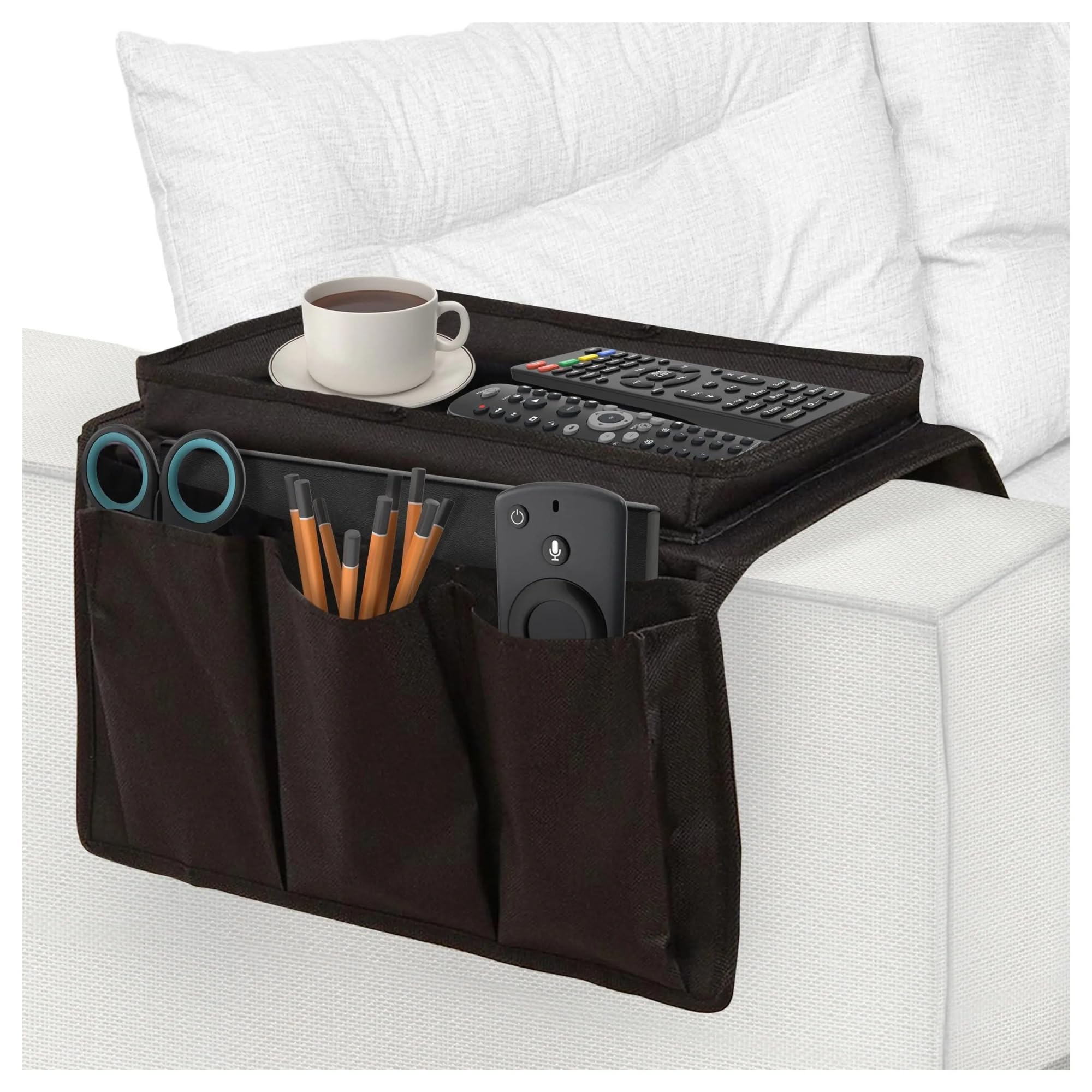 Betttasche TV-Fernbedienungshalter, Couch-/Sofa-Tablett, Armlehnen-Organizer, Stuhl, Couch-Caddy, Sofa-Armlehnentasche, Nachttisch-Aufbewahrung, Hänge-Organizer Für Betten, Sofas(White)