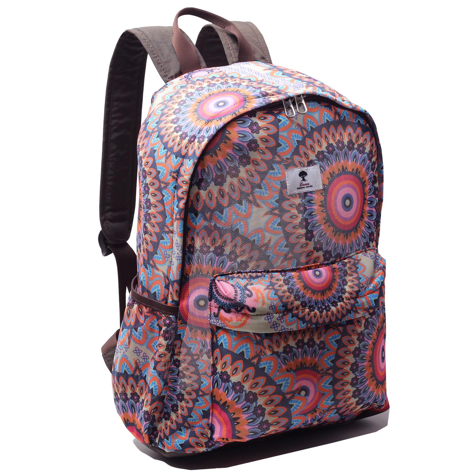 ESVAN Original Print Mesh Backpack Semi-Transparent Sackpack See Through Beach Bag Daypack Multi-Purpose Women Men Unisex