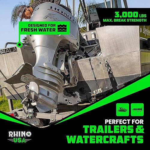Miniatura 7 de Rhino USA - Correas de amarre retráctiles, máxima resistencia a la rotura de 3000 libras, resistente, 2 x 43 pulgadas, amarre de remolque marino