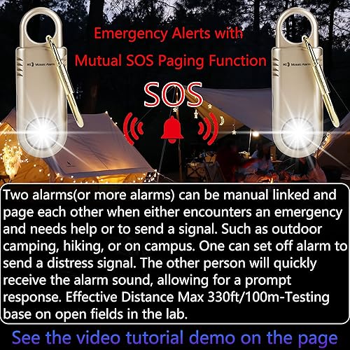 Miniatura 6 de Alarma de seguridad personal recargable de 135 dB, luz estroboscópica, agarre antideslizante, llavero sirena para mujeres estudiantes. Alertas de