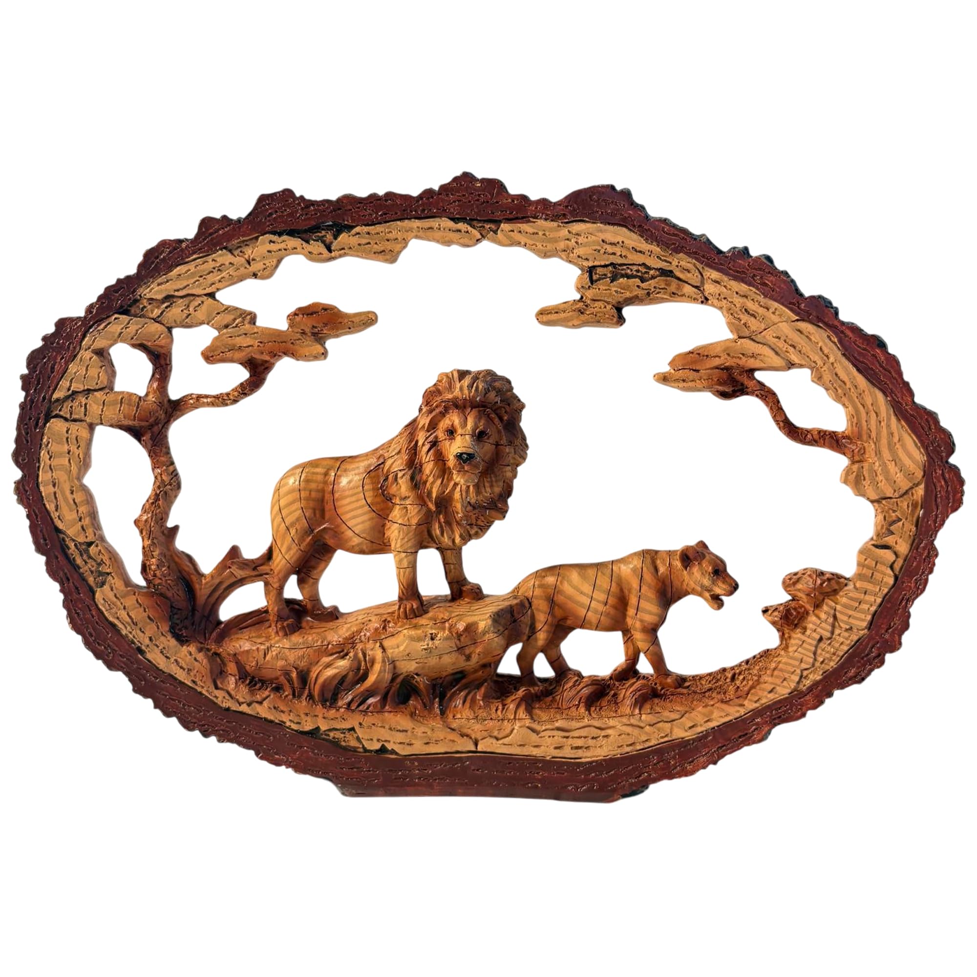 Thorness 𝗟𝗜𝗢𝗡 𝗙𝗔𝗠𝗜𝗟𝗬 𝗢𝗥𝗡𝗔𝗠𝗘𝗡𝗧, Resin Wood Effect Wildlife Figurine, Collectible Home Decor Gift