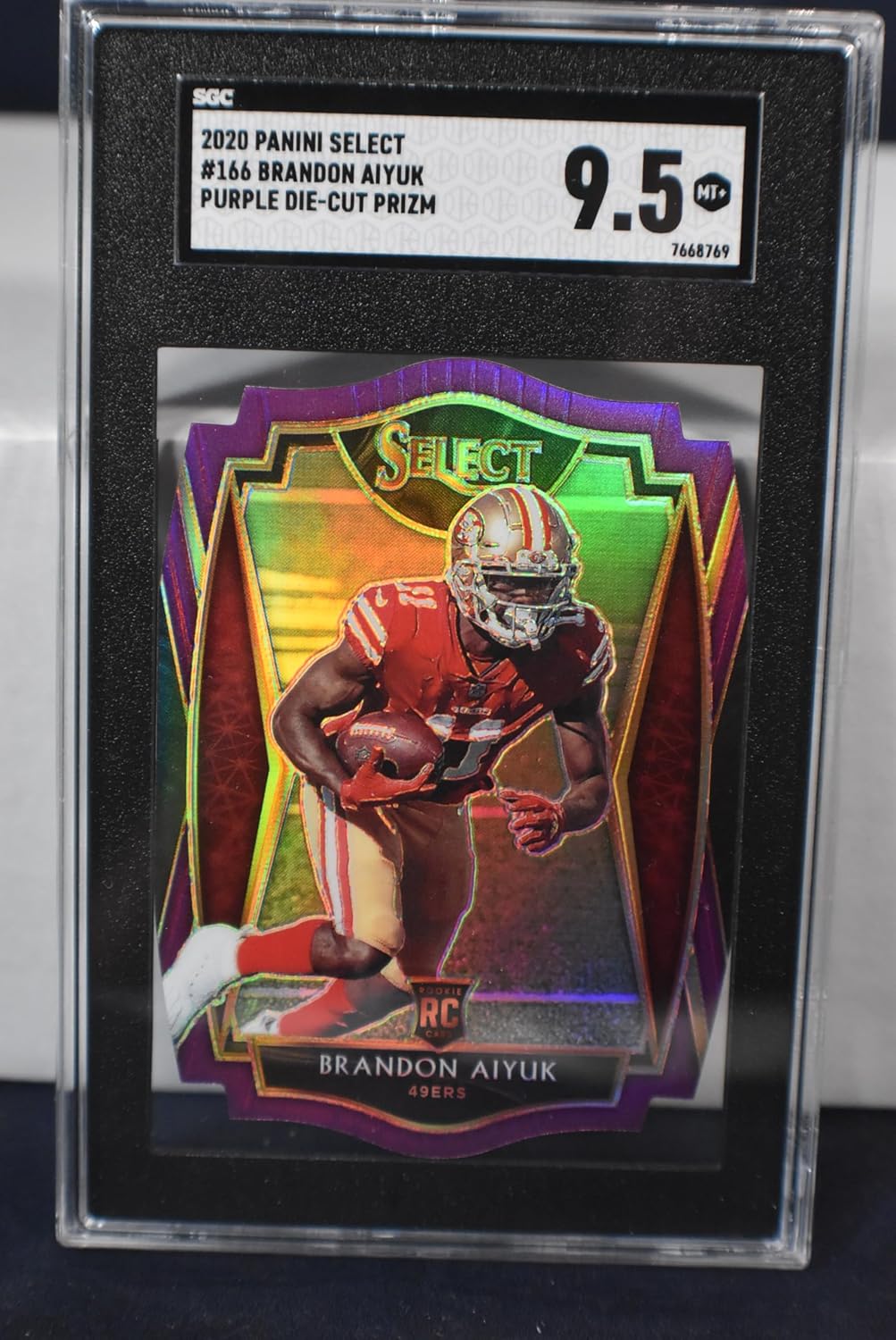 BRANDON AIYUK 2020 Panini Select Premier Level #166 PURPLE DIE CUT PRIZM PARALLEL Football Rookie Card RC SGC Graded Mint+ 9.5! San Francisco 49ers