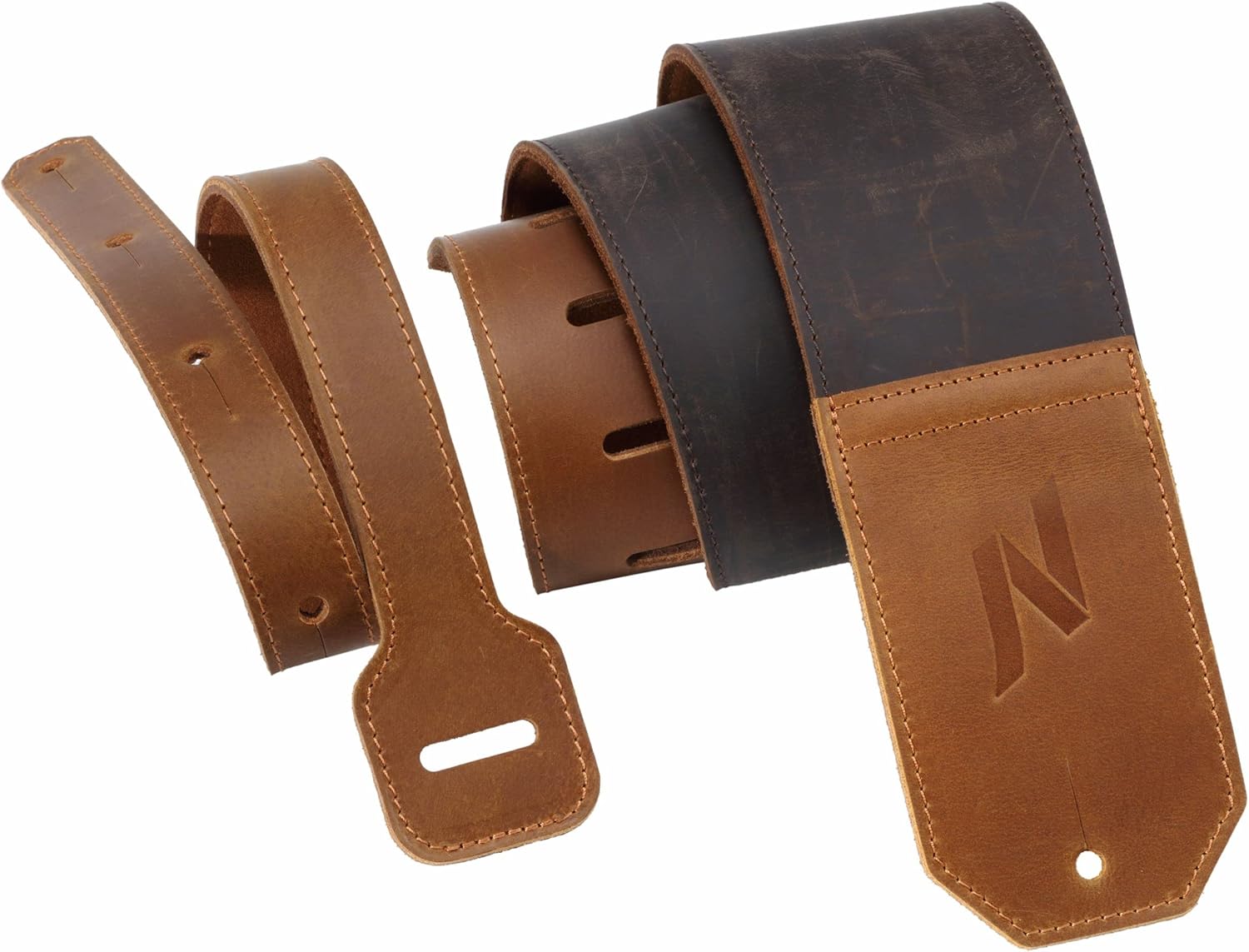 Nefelibata Guitar Strap, 3" Wide FullGrain Leather Guitar
