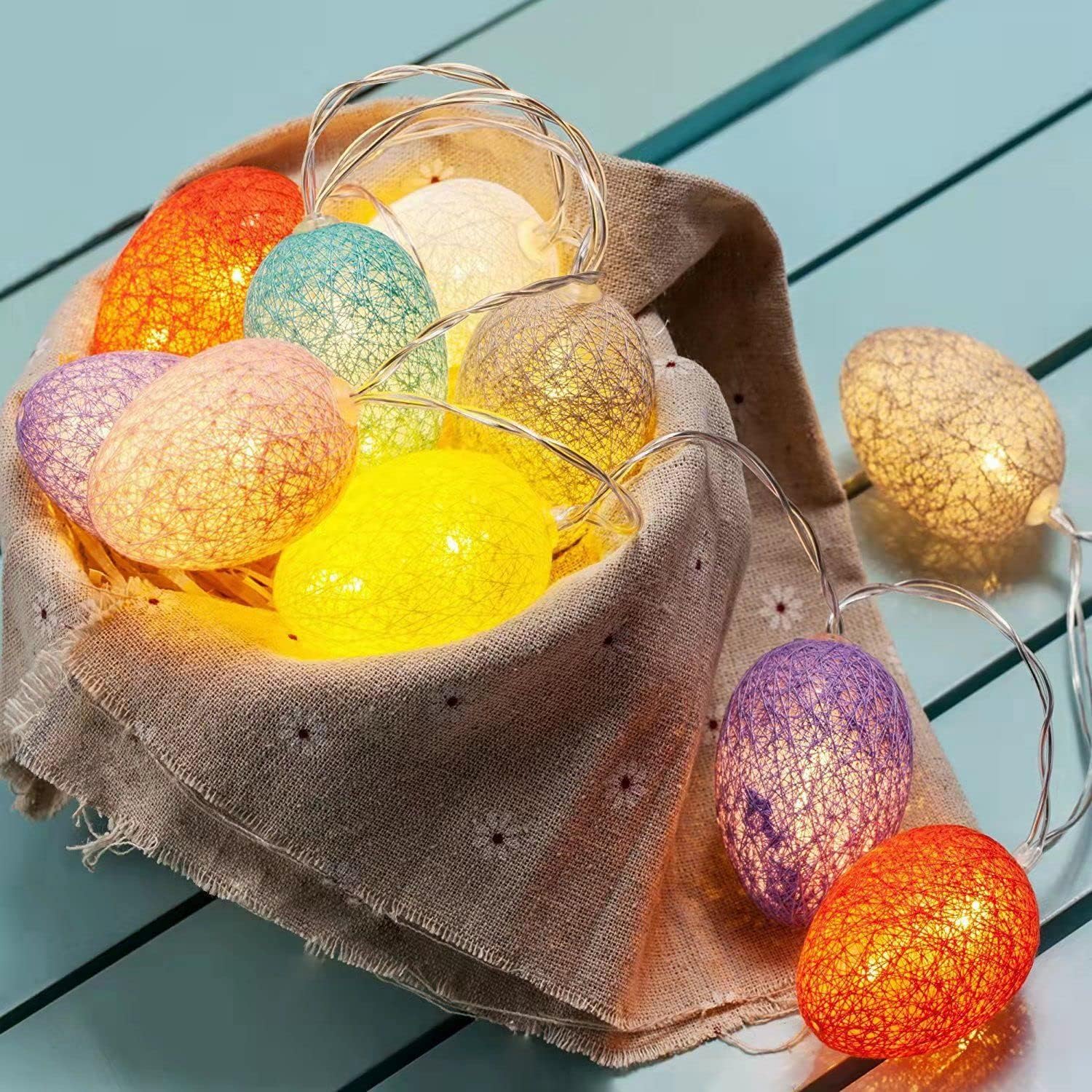 SIXIUDIA Easter LED Fairy LightsOstern Lichterketten, ostereier ，mit 10LED Geknackt Ei String Licht,Approx 1.5 m Long,as Decoration for Easter Time