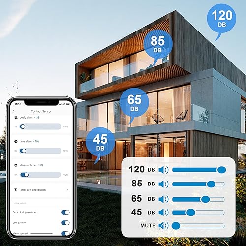 Miniatura 5 de SanJie Alarma inteligente con sensor de puerta WiFi para seguridad de los niños, alarma en tiempo real de puerta de ventana, no requiere