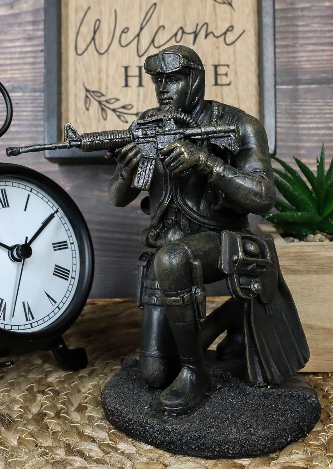 Ebros Gift Battlefield Kneeling Navy Seal Diver Soldier Taking Aim with Rifle Statue 6" H Honor and Valor Military War Combat Mission Unit Infantry at Arms with Scuba Mask and Fins Figurine