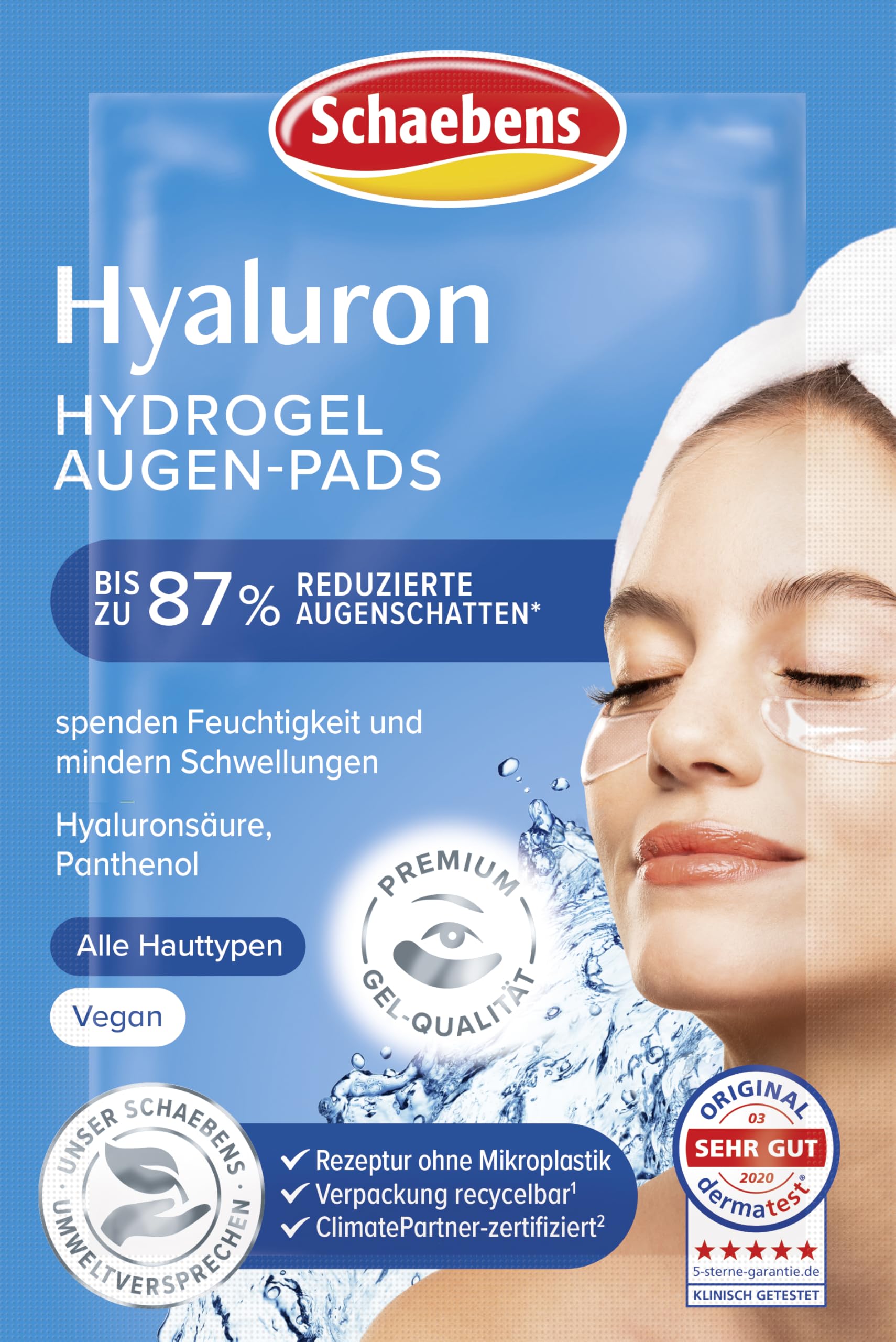 Schaebens Hyaluronic Hydrogel Eye Pads Moisturise and Reduce Dark Circles with Hyaluronic Acid and Panthenol for All Skin Types Vegan
