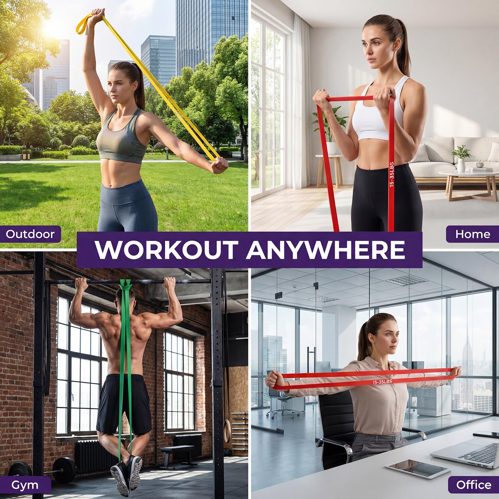 Hoikwo Set Elastici Fitness 5 Livelli di Intensità,con Ancoraggio Porta,Maniglie e Borsa,Elastico Palestra per Trazioni,Stretching,Yoga e Ginnastica