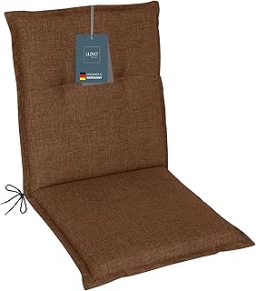 LILENO HOME Cojín para silla de jardín como juego de 1 – respaldo bajo en color marrón – Tumbona cómoda como cojín para muebles de jardín – Cojín para sillas de jardín y sillas plegables