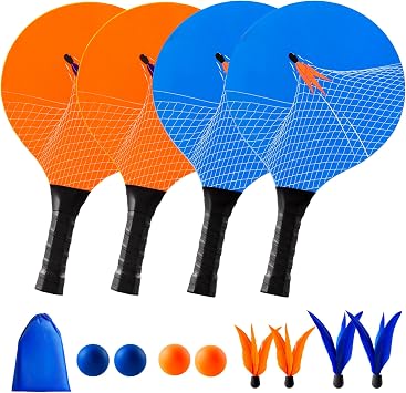 U&C Planet Beach Paddle Ball Set, Badminton Rackets, Paddle Ball Game | Great Sports Gift for Kids Adults and Family Fun at Beach, Backyard, Park, Camping, Yard, Lawn, Indoor Outdoor Active Play