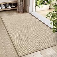 LEKEEPGO 24x36 Khaki Non-Slip Indoor Door Mat - Absorbent Washable Low-Profile Entry Rug with Rubber Backing