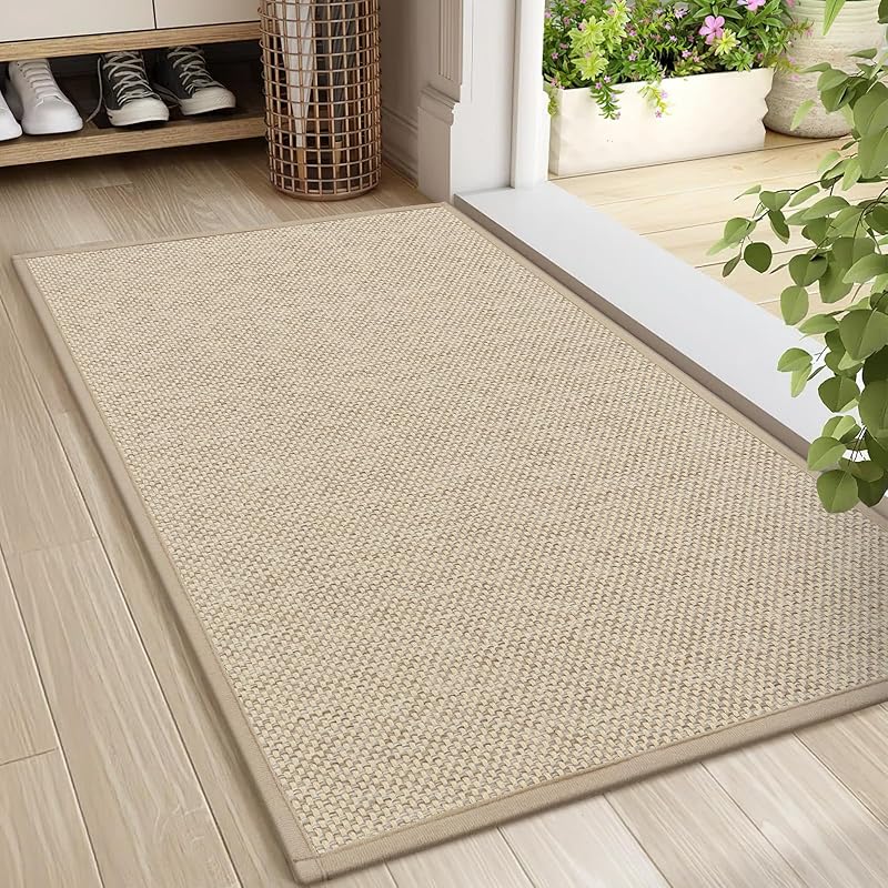 Door Mat 24"x36", Non Slip Door Mat Indoor Entrance, Rubber Backing Front Indoor Door mats Washable Absorbent Low-Profile Entryway Entry Resist Dirt Inside Door Mats, Khaki