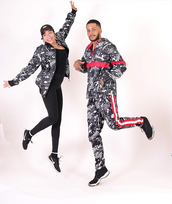 SCREENSHOT-S51050 Hip-Hop Urban Fashion Bomber Jacket - Outdoor Lightweight Streetwear Crazy Writing Cartoon Graffiti Print Zip Up Top-Red-Medium by SCREENSHOT - Used condition - Image 2