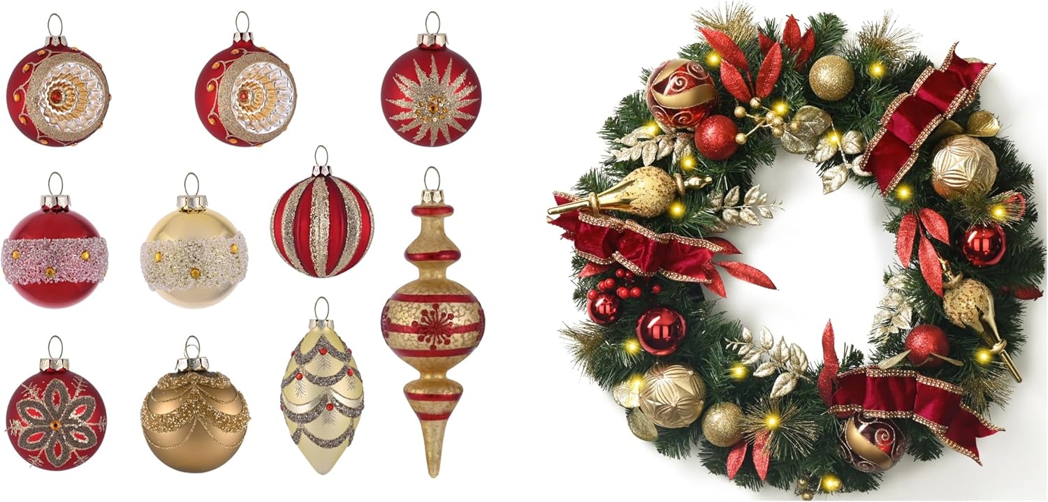 Valery Madelyn 2 Pcs Christmas Decor Value Pack Bundle for Outdoor Indoor Home Fireplace Mantel Front Door Decorations