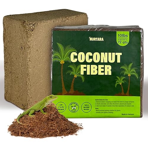10 Lbs Coconut Fiber Substrate for Reptile Terrarium & Garden Use | Organic Compressed Coconut Coir, Garden Soil Substitute | Terrarium Bedding for Reptile, Snake