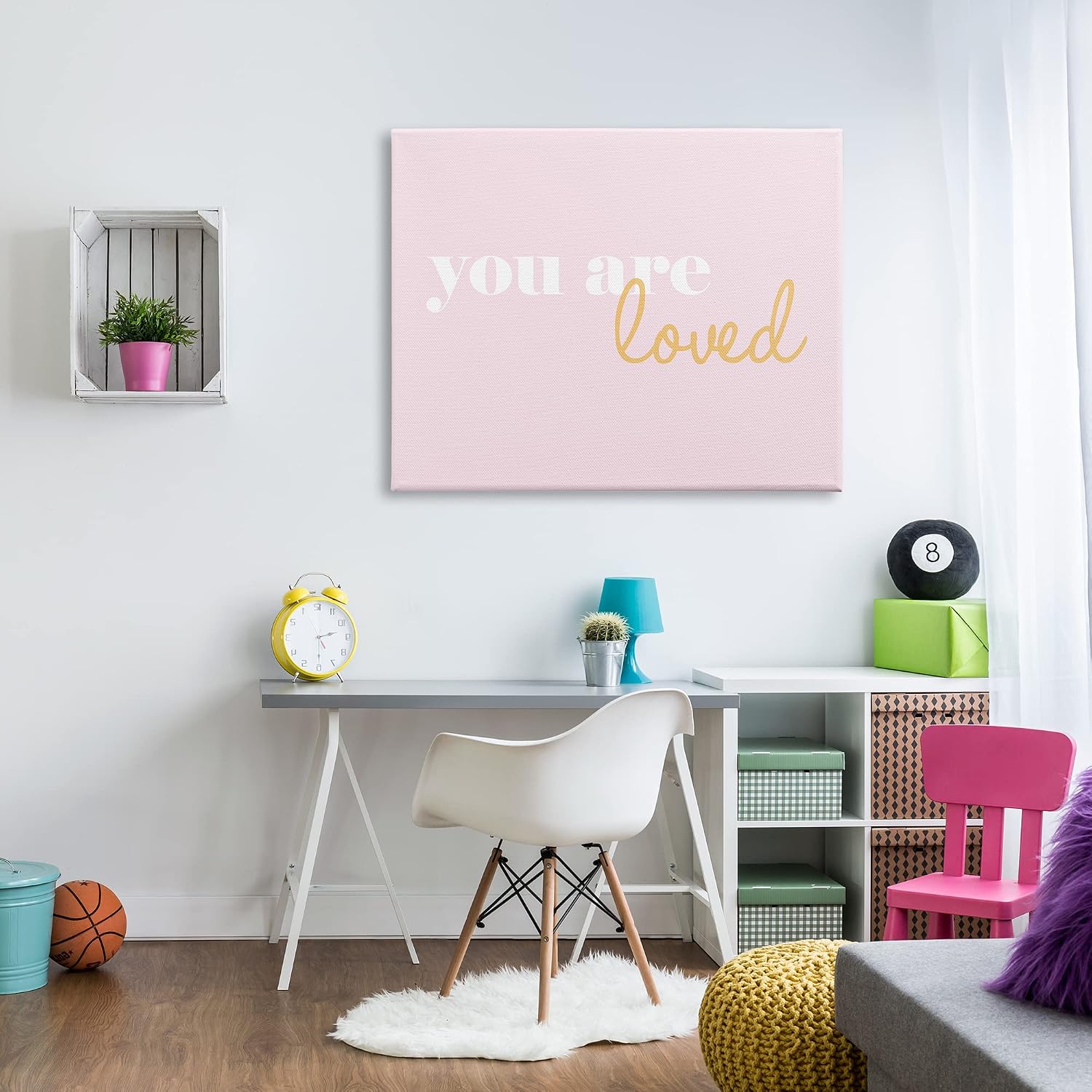 Stupell Industries 'You Are Loved On Pink Background', Canvas Art, 48 x 36 Inches, Easy to Hang and Sturdy, Made in USA, by House of Lulu