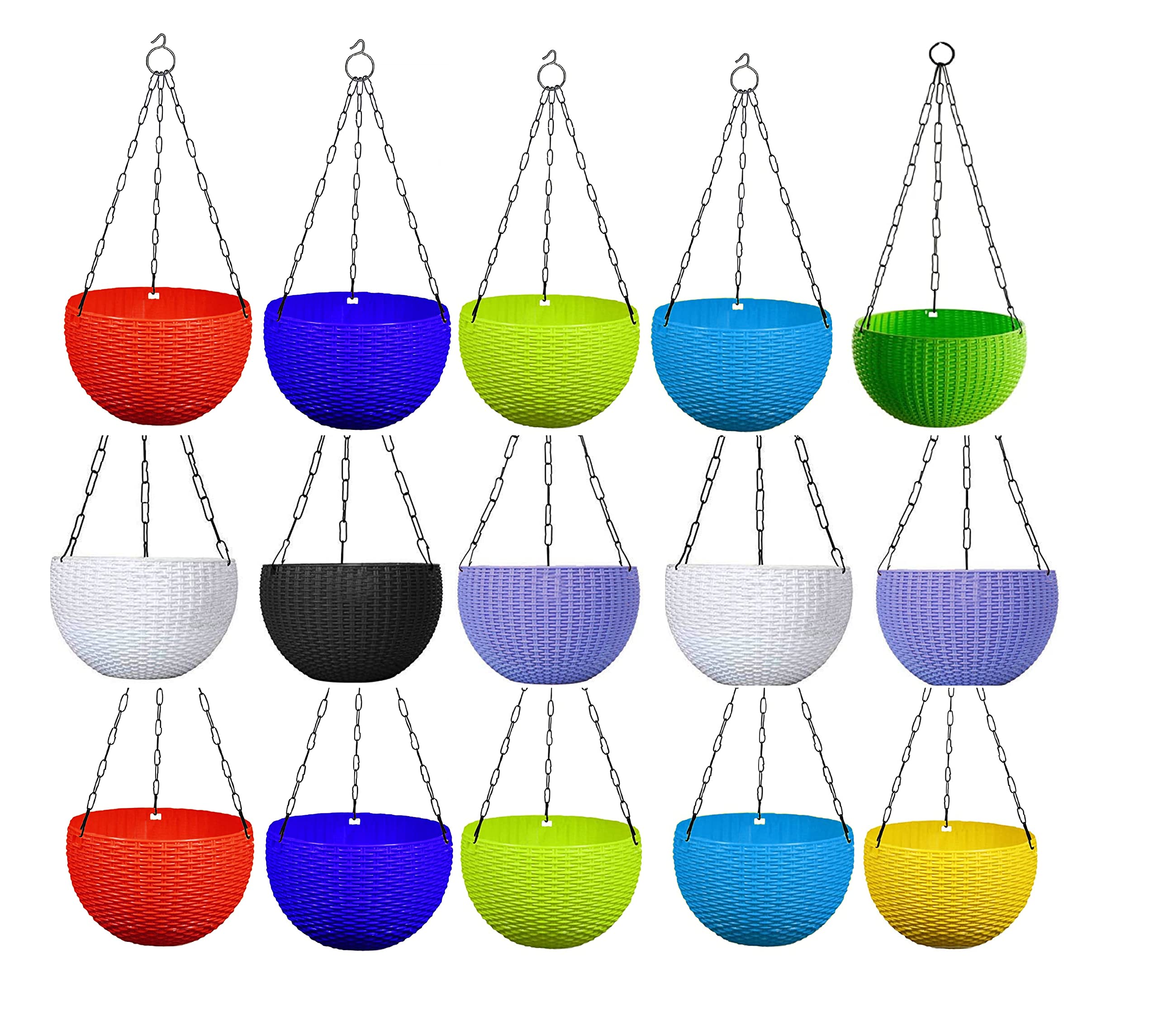 Good Vibes Plastic Hanging Euro Basket Planters, Flower Pot with Hanging Chain for Home & Garden (Multicolor, Pack of 15) (B09RVYWDVY) Amazon Price History, Amazon Price Tracker