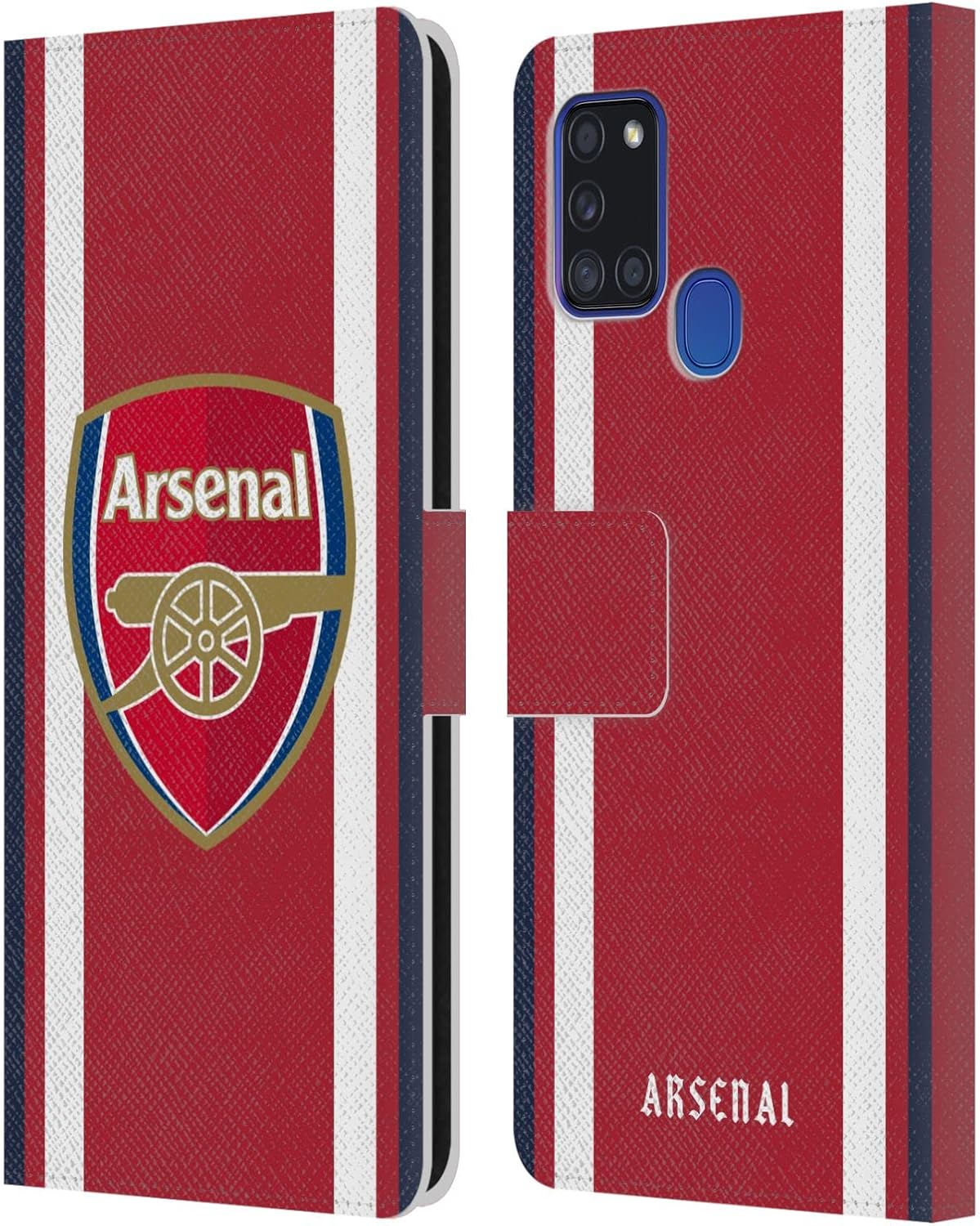 Head Case Designs Officially Licensed Arsenal FC Home 2021/22 Crest Kit Leather Wallet Case Compatible with Samsung Galaxy A21s (2020)