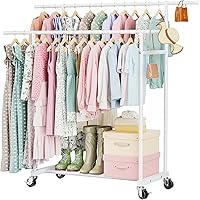 Vista 9 de Abiglifty Perchero para colgar ropa, perchero con ruedas, armario portátil para lavandería, habitación (negro)