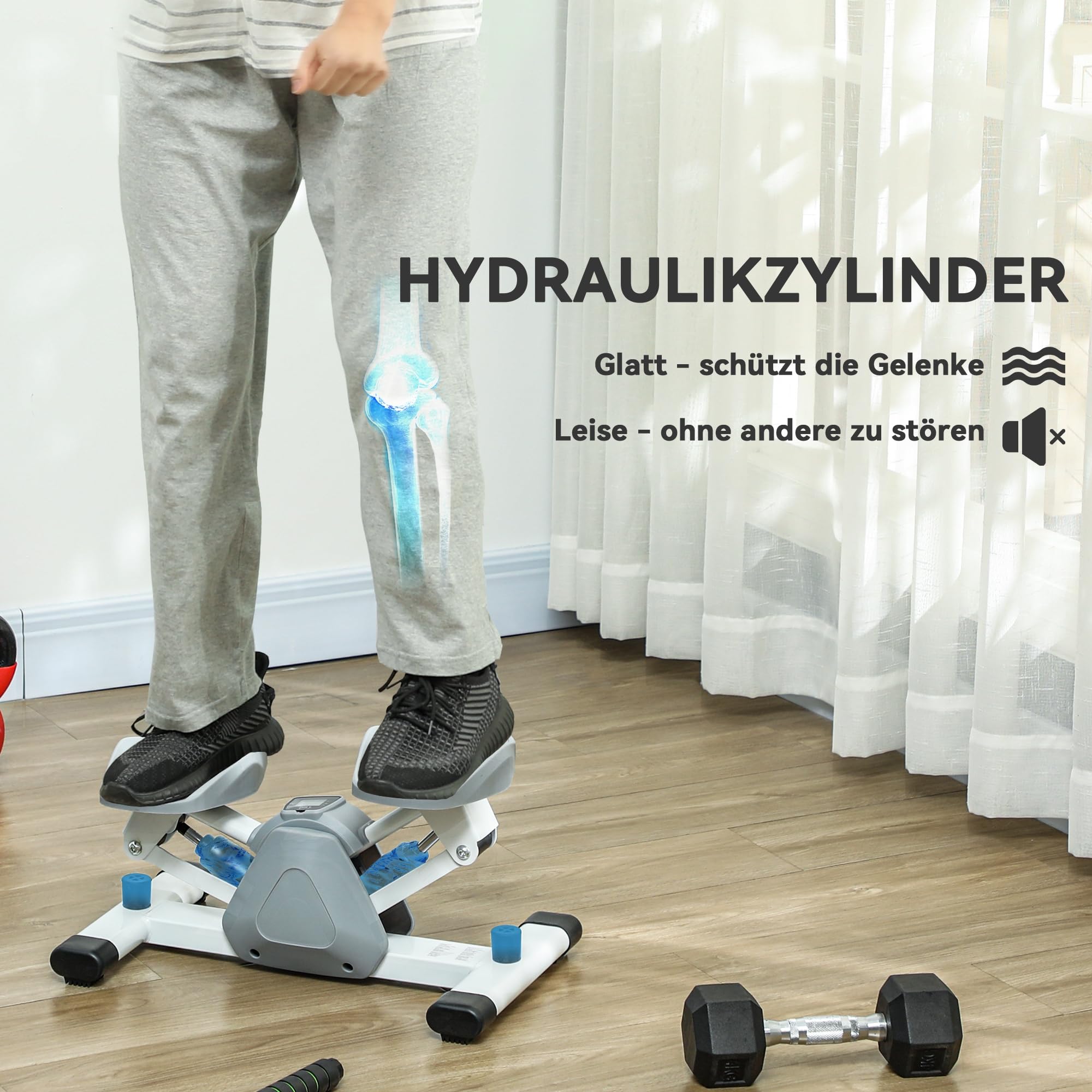SPORTNOW Mini-steper do domu, steper, hometrainer LCD, szary