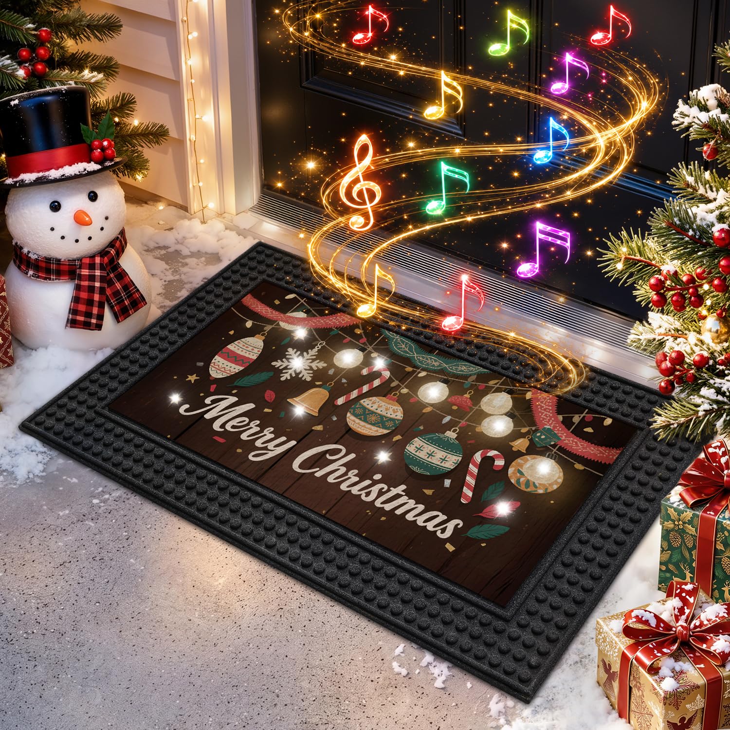 LUMI Grey Embroidered Doormat - Non-Slip Outdoor Mat -16