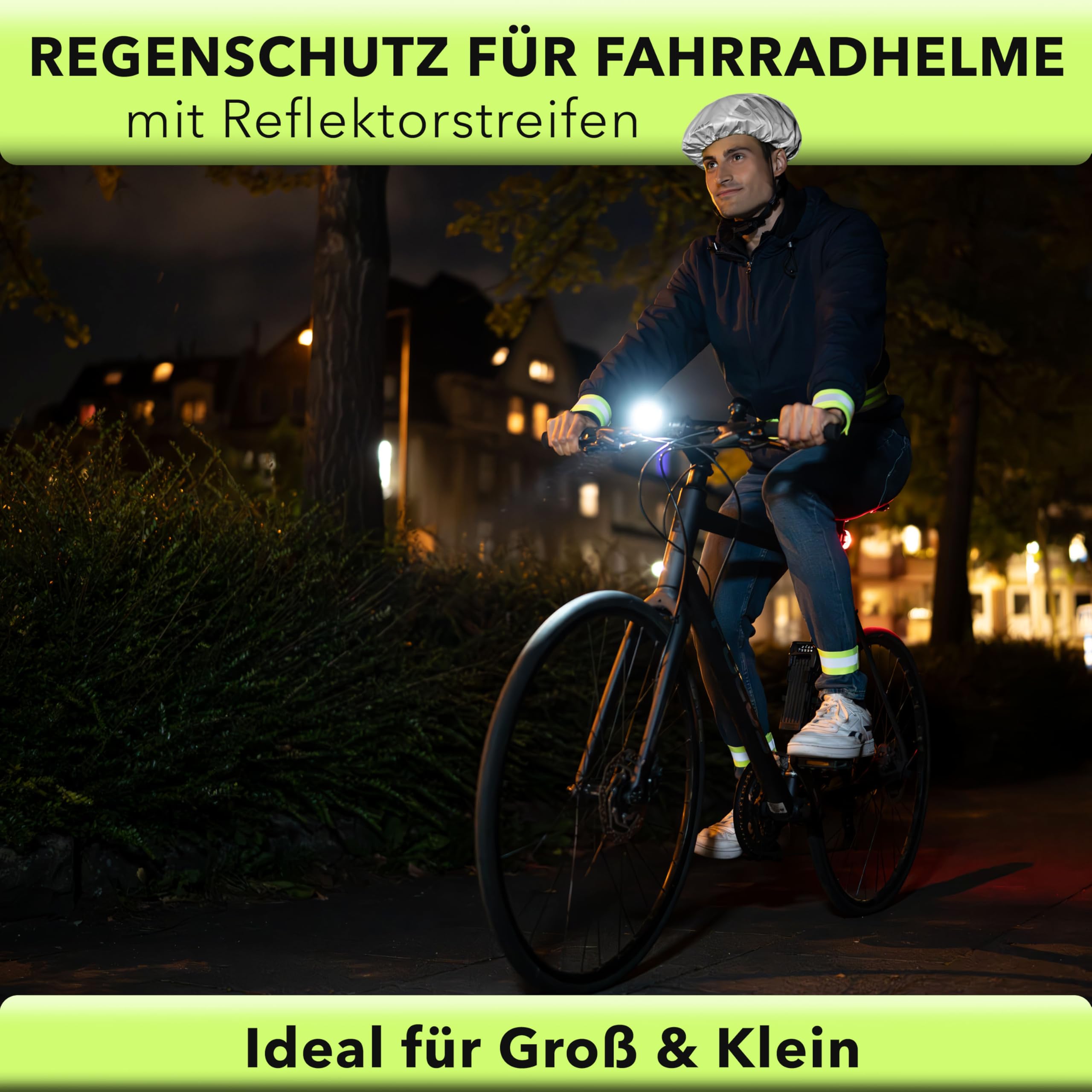 AVANA Osłona przeciwdeszczowa na kask rowerowy, odblaski, pokrowiec na kask, odblaskowa, wodoszczelna osłona przeciwdeszczowa