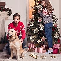 Vista 5 de 12 adornos de Navidad para perro, árbol de Navidad, adornos de pata de perro, lindos recortes de madera de 2 capas de impresión de patas, decoración