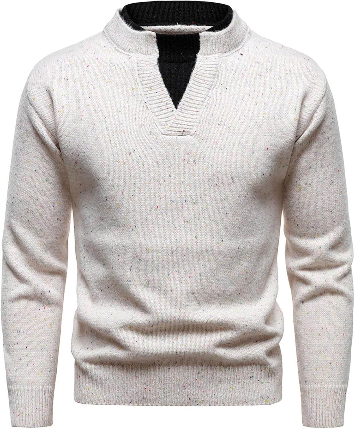 Cambkatl Stylish Fake-Two Pieces Sweaters for Men Crewneck Stretch Knitted Pullovers Long Sleeve Casual Cozy Sweater Tops