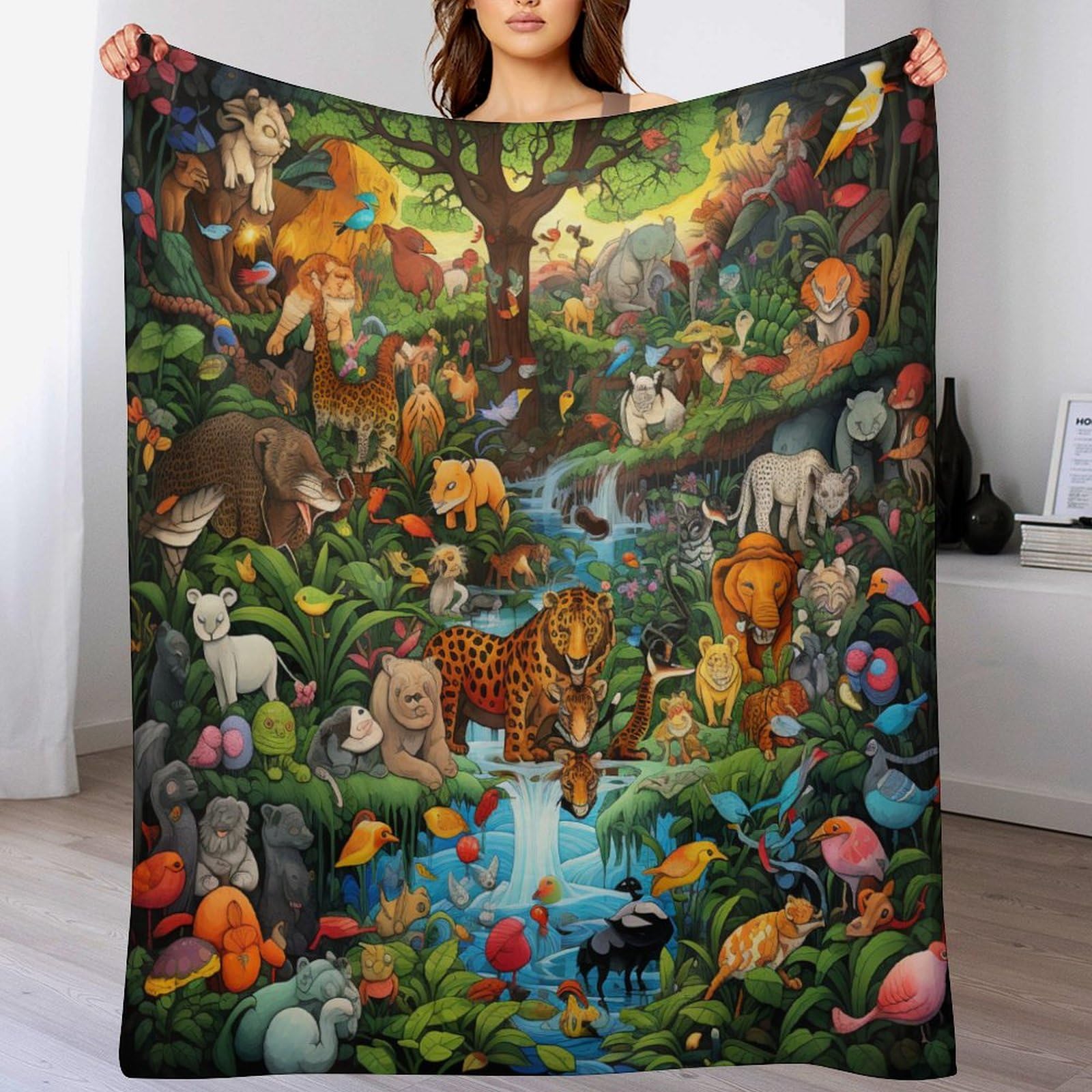 Couverture en Peluche Confortable en Flanelle au Tissage Premium Jungle