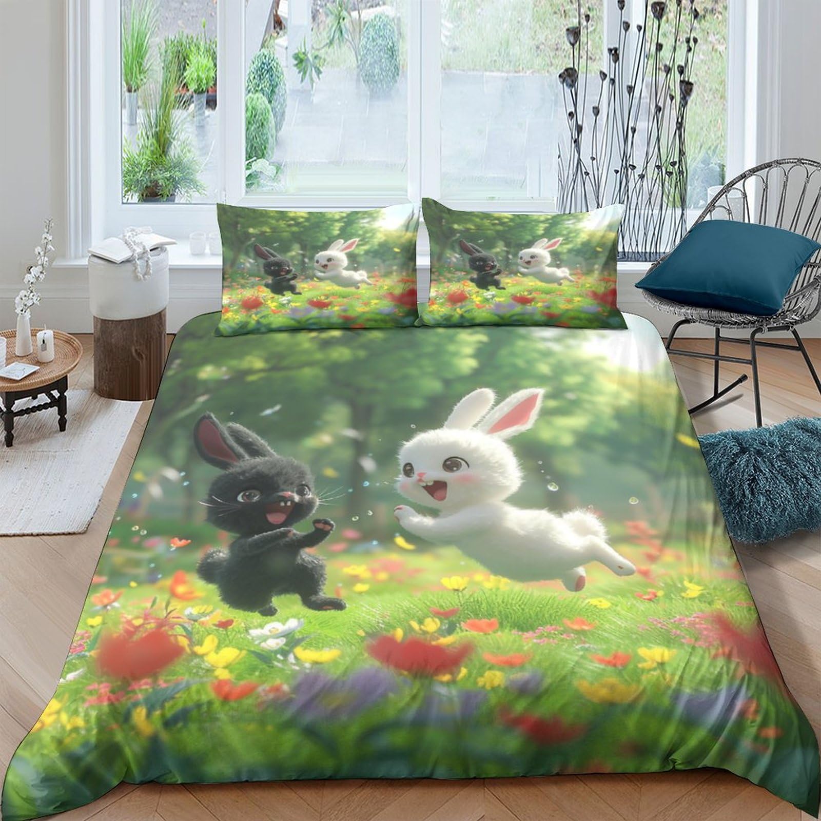 Housse de couette lapin en microfibre super douce et respirante