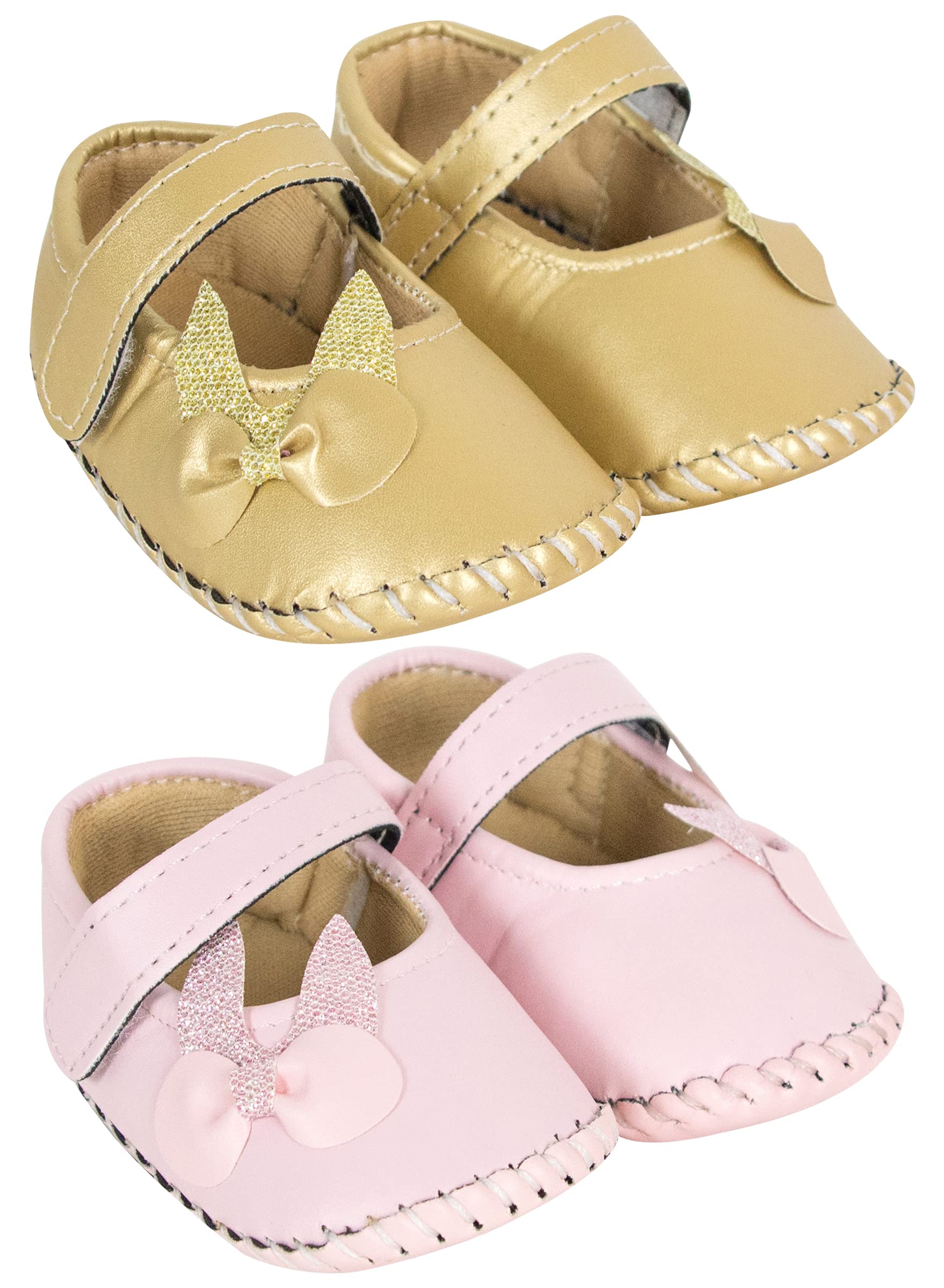 Neska Moda Set of 2 Pair 0 To 6 Months Baby Girls Synthetic Leather Baby Sandal Booties (Gold, Pink) -BT908andBT909 (B096M33SNC) Amazon Price History, Amazon Price Tracker