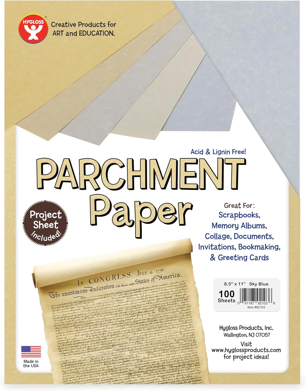 Hygloss Products Craft Parchment Paper Sheets - Printer Friendly, Made in USA - 8-1/2 x 11 Inches, Natural, 500 Pack