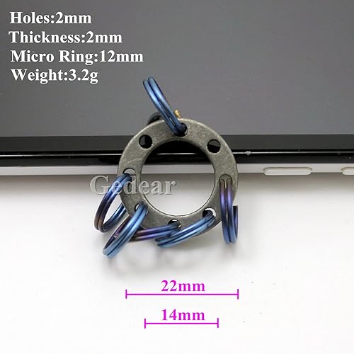 Miniatura 5 de Titanio Accesorios EDC UFO UNI-FLEX Organizador Llavero+6pcs 0.472 in Ti Micro Anillo Anodizado Azul, Ti Color, azul anodizado
