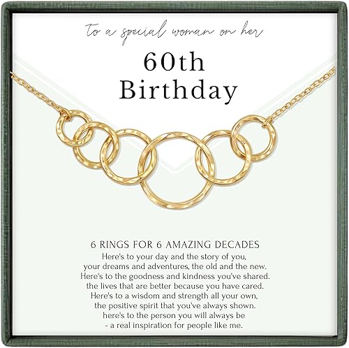 HOPE LOVE SHINE Birthday Necklace Fashion Jewelry 16+2", 14K Gold Plated Sterling Silver with 3 Interlocking Rings, Hypoallergenic and Comfortable
