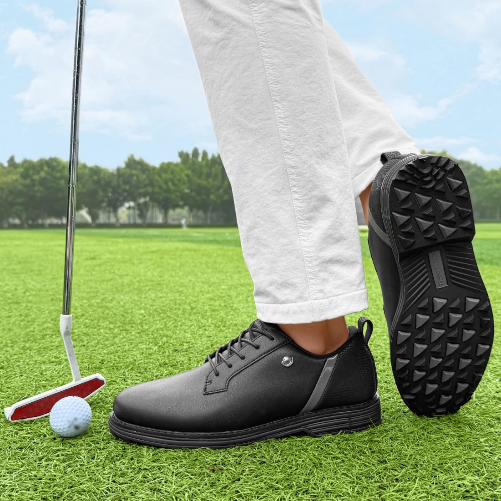 Męskie buty golfowe bezkolcowe codzienne wodoodporne antypoślizgowe do ćwiczeń na świeżym powietrzu do chodzenia