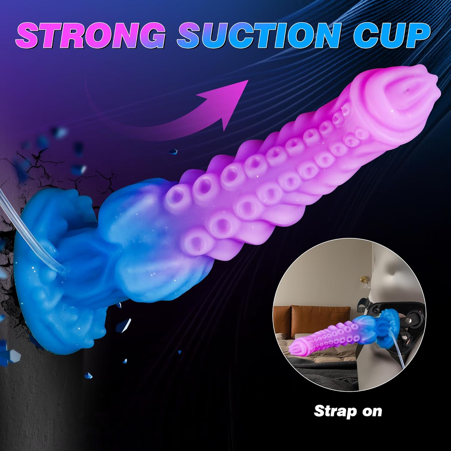11 Inch Huge Horse Squirting Dildo, 2.86" Diameter Thick Tentacle Knotted Dildo with Strong Suction Cup, Monster Ejaculating Toy with Big Knot, Giant Anal Sex Toys for Men Women Couples