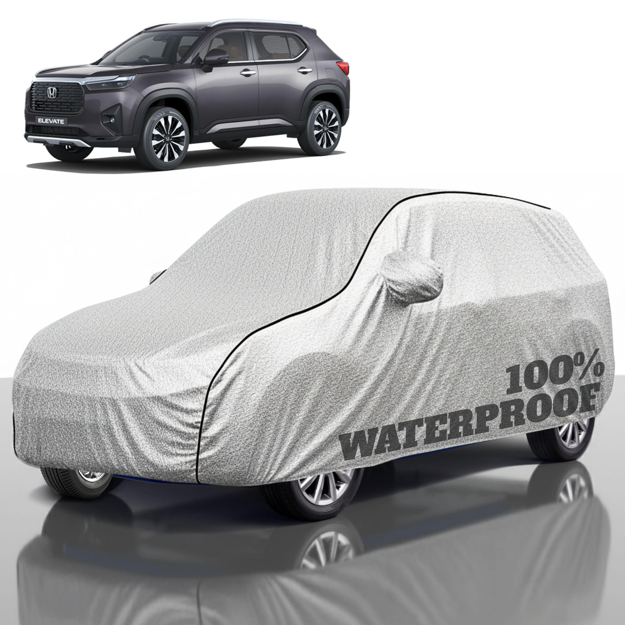Premium Polyester Car Cover Elevate All-Weather Protection from Rain, Dust &amp; Sun | UV Resistant Fabric | Full Body Secure Fit for Outdoor &amp; Indoor Parking Silver