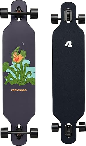 Retrospec Rift Drop-Through Longboard Skateboard Complete Canadian Maple Wood Cruiser wDrop-Through Trucks for Commuting, Cruising, Carving &